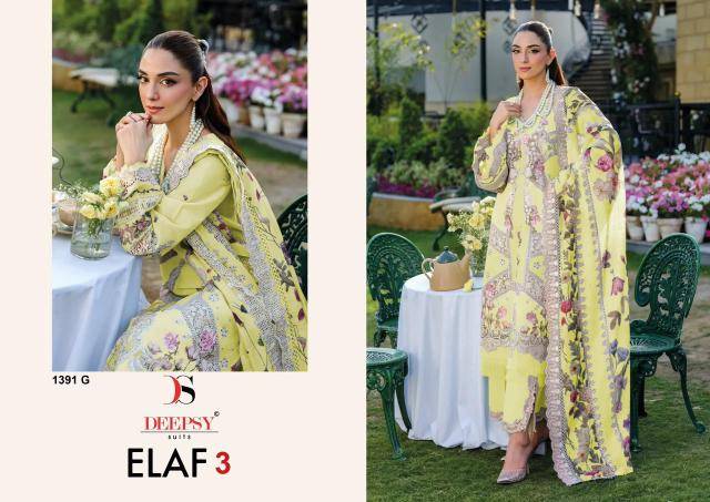 Deepsy elaf luxury super hit lawn d.no-1391 Wholesale salwar suits in Kolkata